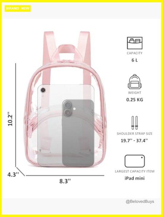 Clear Mini Backpack for Stadium Events - Waterproof PVC main image 3
